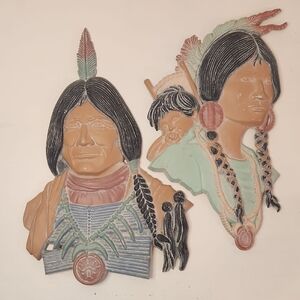Vintage Native American Inspired Wall Art with Feather Accents Made By Sexton